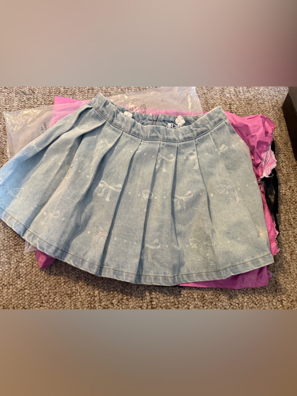Lola + The Boys Light Blue Denim Skirt with Bow Accents